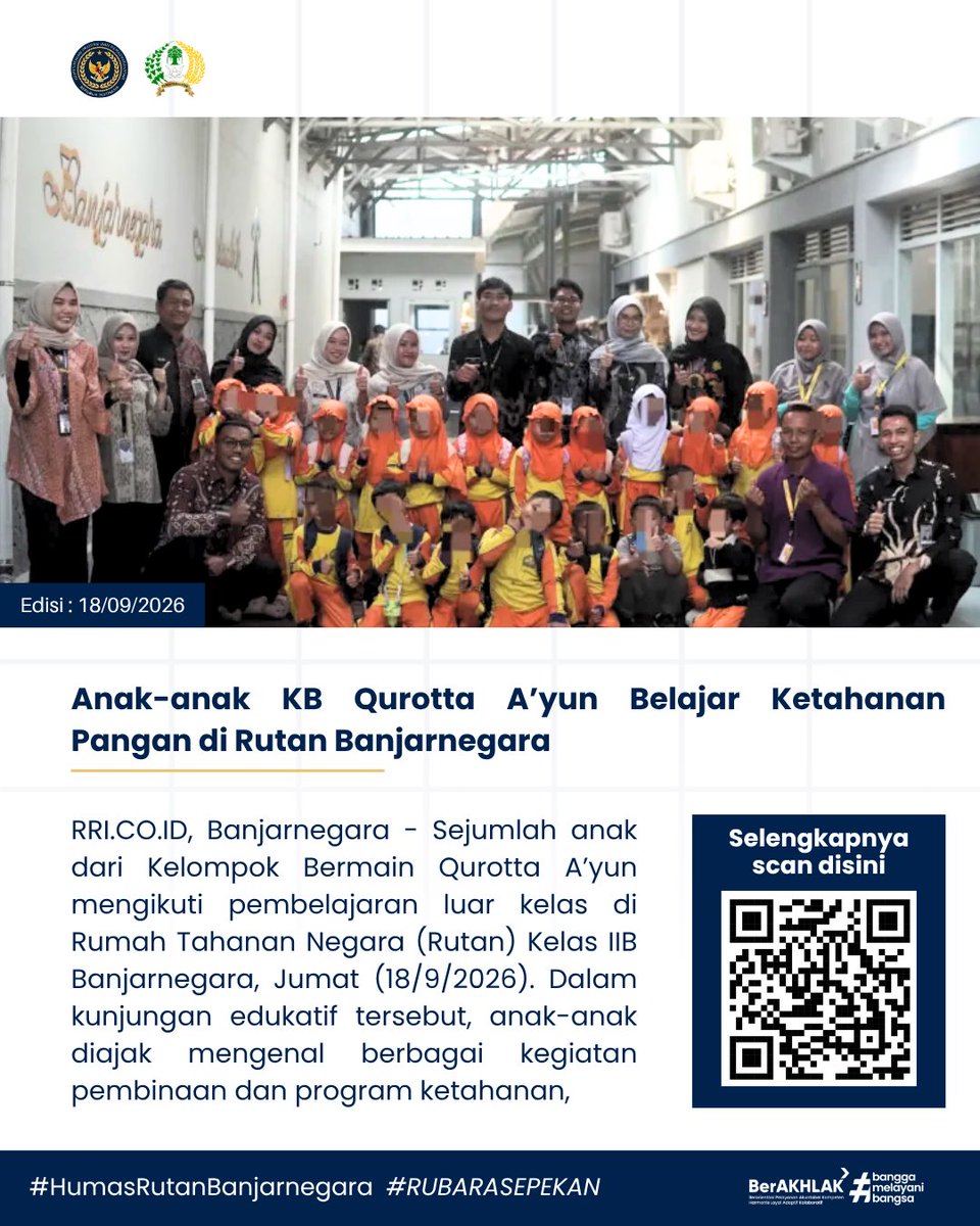 RUTAN_BNA's tweet photo. Setiap pekan, selalu ada langkah kecil menuju perubahan besar.
Melalui Buletin Rubara Sepekan, kami hadirkan rangkuman kegiatan Rutan Banjarnegara mulai dari pembinaan, layanan publik, hingga partisipasi budaya. Semua wujud komitmen untuk melayani sepenuh hati ❤️ https://t.co/oVqwm8NETC