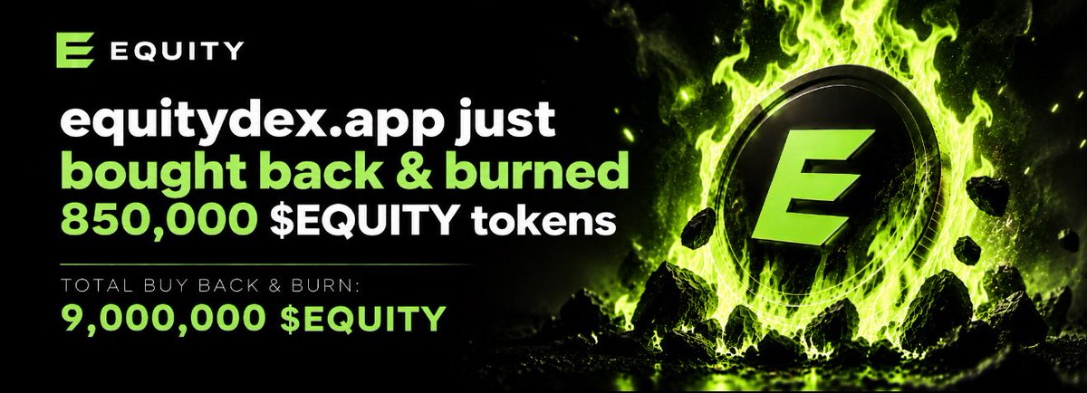 Equity_app's tweet photo. :> We just did round #4 of buy-back &amp; burn using https://t.co/htSIKaWd0g fees for a total of 850,000 $EQUITY tokens.

🔥 Total: 9,000,000 $EQUITY has been burned. https://t.co/dsMtHlVCHe
