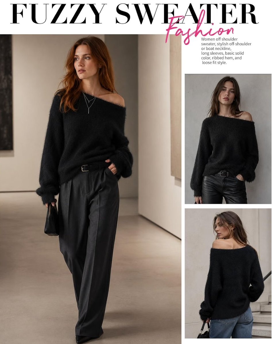 TheTrendy_Times's tweet photo. Women's Off-Shoulder Fuzzy Slouchy Sweater: A super-soft, furry knit loose-fit pullover featuring long sleeves and a cozy slouchy design that is perfect for effortless fall styling!
Link: https://t.co/XJh7zVh4AC
#FuzzySweater #OffTheShoulder #FallFashion #CozyStyle #amazonfinds #FashionDesign #FashionModel