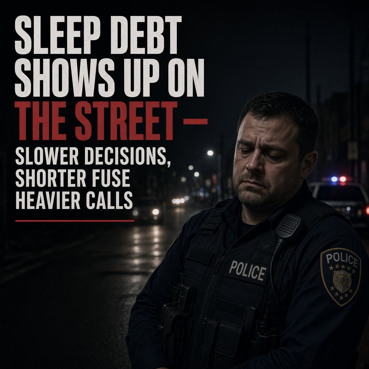 millionairecop's tweet photo. Sleep debt shows up on the street.

Slower decisions. Shorter fuse. Heavier calls.

That’s not a soft wellness line. That’s the officer who worked midnights, court at 0800, and another slip because the house only works if the board is fat.

Command tracks response time to the decimal. Ask how many on the roster are running on four hours. You’ll get silence.

Rest between tours is readiness. Fatigue is a staffing problem wearing a uniform.

You can’t out-train a bid that never lets anyone sleep.

#police #lawenforcement #financialwellness
