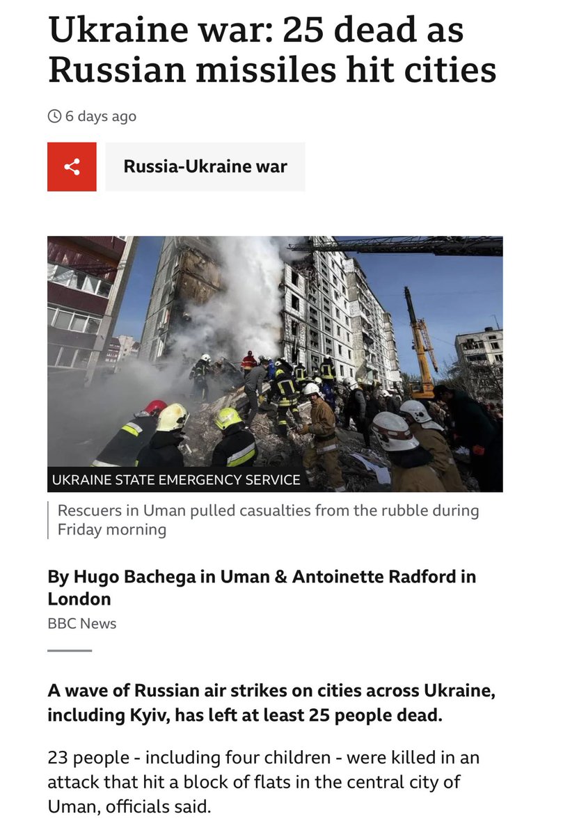 Idlib_Yahud's tweet photo. In 2023 Russia launched a missile at Uman killing 25 people (3 children) and destroyed 27 apartments.

Crazy how Ukrainian Nazis will use antisemitism to absolve Russia of crimes against their own nation. https://t.co/hYDkyaU5gg