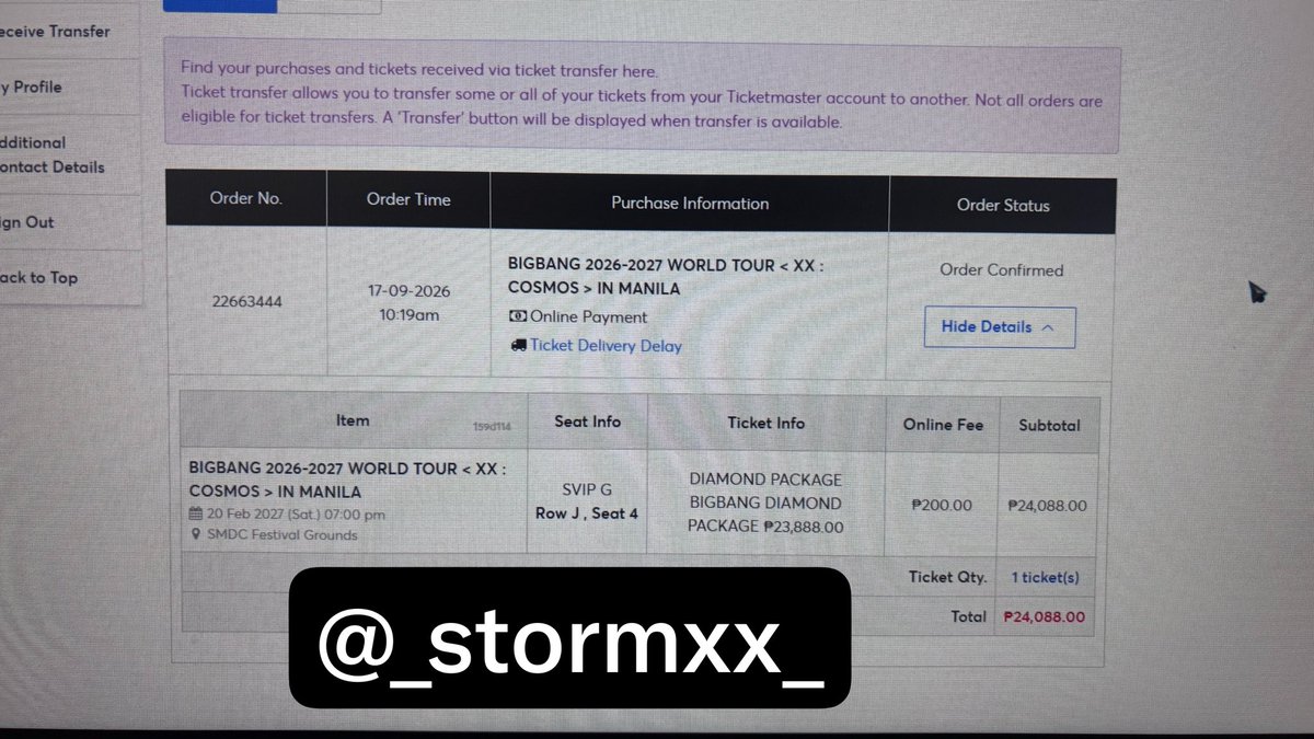 _stormxx_'s tweet photo. WTS LFB DIAMOND PACKAGE 

Section: SVIP G
Row: J
Seat: 4 

Secured during membership presale. Selling for price niya nalang mismo 23,888 get niyo na pls huhu

RFS: I got to secure ULTIMATE PACKAGE 🫶🏻

#BIGBANG #COSMOS_WORLD_TOUR #COSMOS_WORLD_TOUR_IN_MANILA #BIGBANG_IS_BACK https://t.co/VbyB4i6GV6