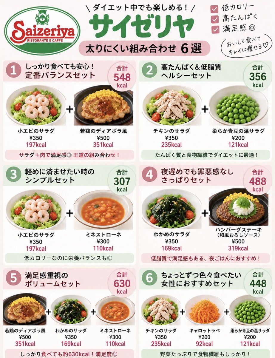 Biyo_mame22's tweet photo. ダイエット民はサイゼ食っとけば痩せる。

←太らない　　　　　　　組み合わせ→ https://t.co/Qx1l00Wxra