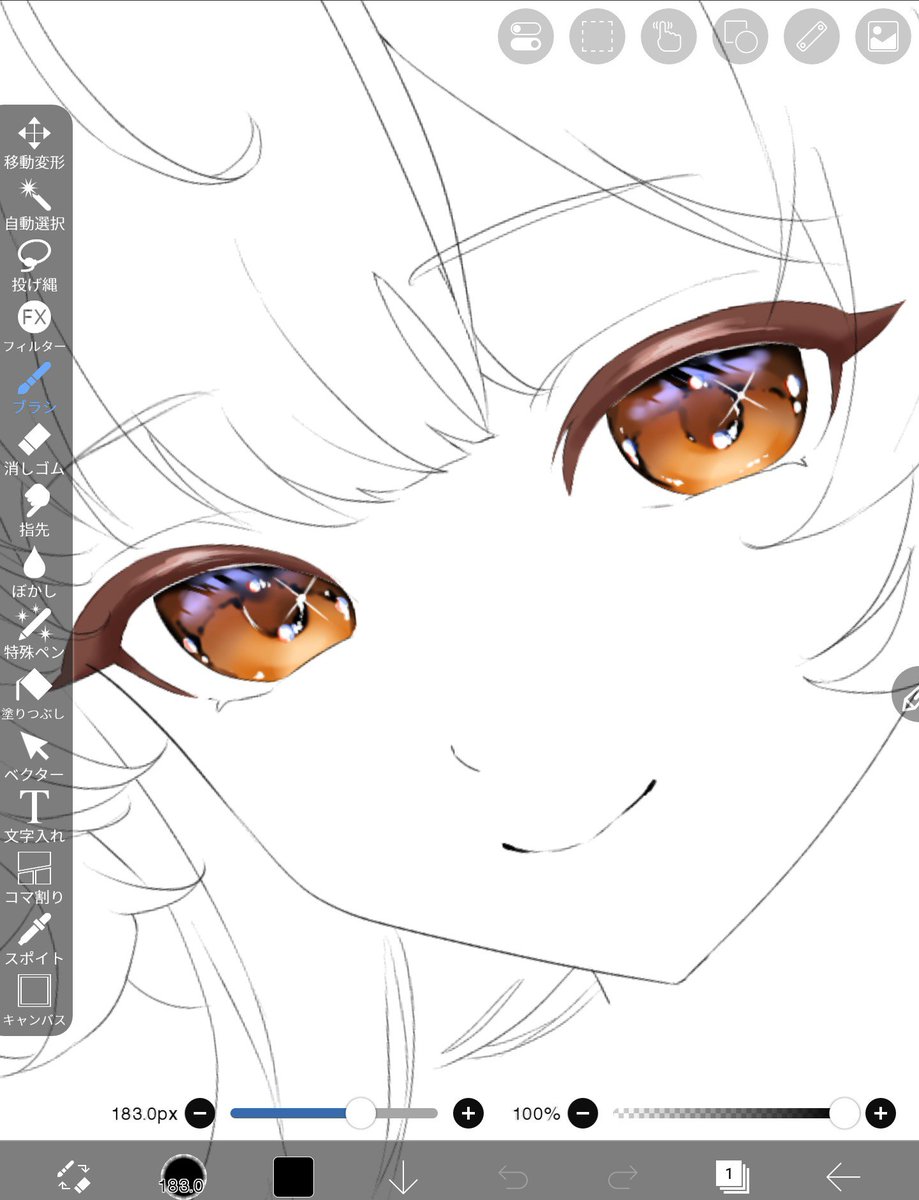 Rize129_oo's tweet photo. 瞳を描くのが楽しすぎて、線画が終わる前に塗り始める愚か者は私です。

・・・後の自分が辛くなる？
知ったこっちゃありません。 https://t.co/uQE103r49L