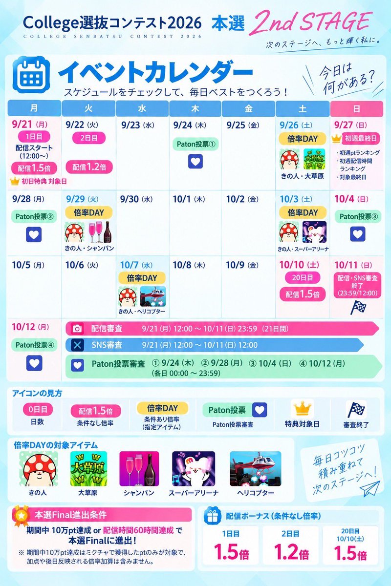 kody0207's tweet photo. 本日からCollege本選2がスタートします！
諸事情で、23日まで30分のみの配信になりますが頑張っていきます！
上を目指して頑張ります！
本日は21:30からよろしくお願いします！ https://t.co/wDVhFhjHLl