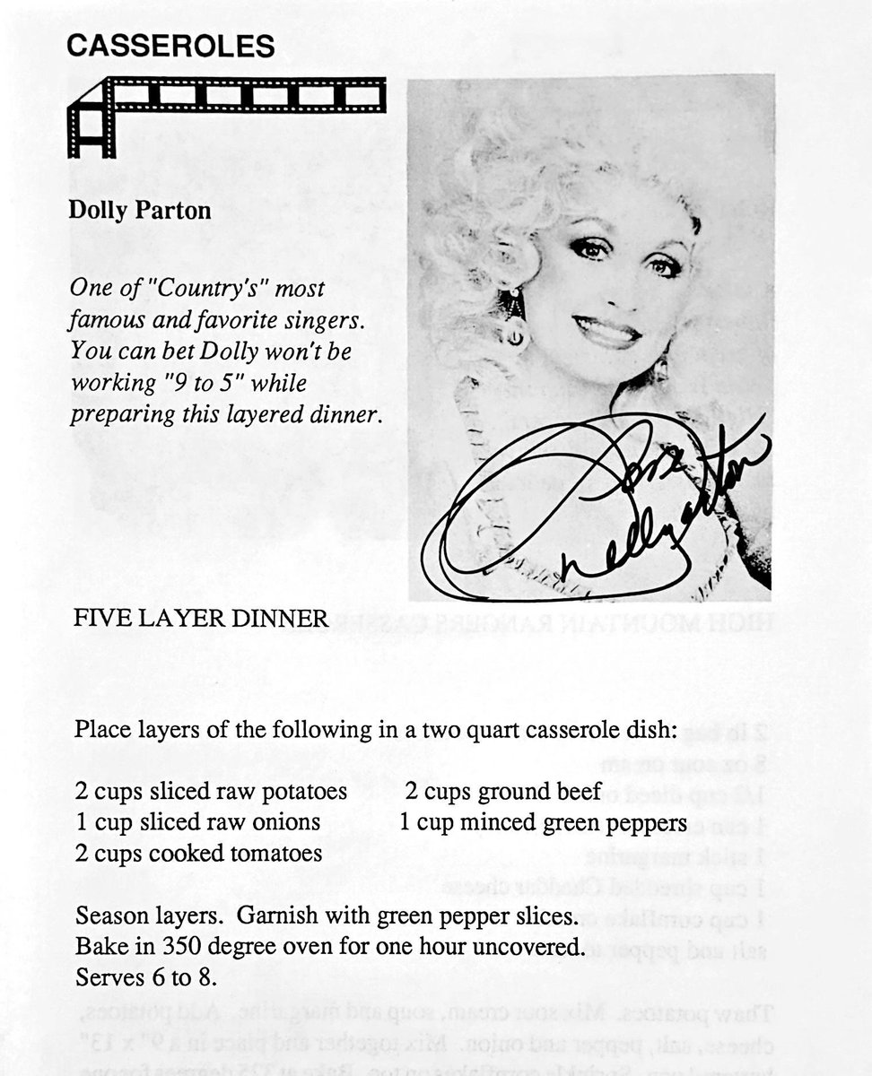 thetrillgent's tweet photo. I tried dolly parton’s “5 layer dinner” &amp; like her, looks can be deceiving. the juices from the veggies cook down &amp; it has my apt smelling so good. RIP dolly! 🦋 https://t.co/2P73nWMLco