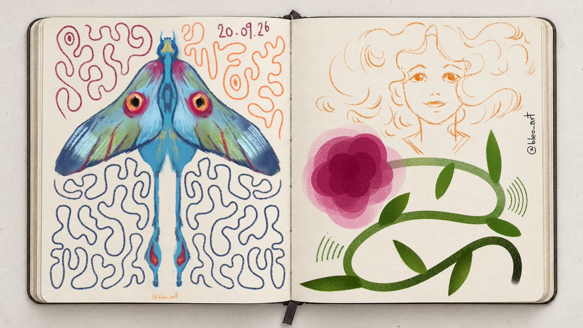 bleo_art's tweet photo. Nueva página del sketchbook ✨ jugando un poquito con formas y color 🦋🌿

#Sketchbook #DigitalArt #Illustration #ArtPractice #ArtistOnTwitter #Vgen https://t.co/poysvij4gu