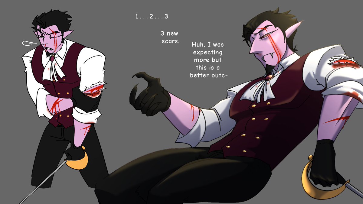 AuntieJibs's tweet photo. TW: BLOOD ‼️ 
 
Guh another lazy attempt to finish this so rendering might be doodoo. Sitting for too long I think it's time for it to be posted 
#countvoncount #verityᵀᴹ #crackship https://t.co/7yZBaaY9Kc