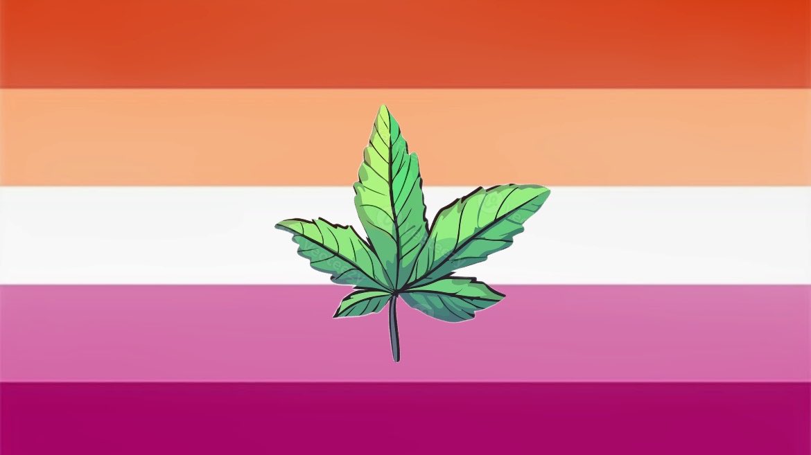 rabbitsaints's tweet photo. weed lesbian flag for lesbians who love weed 🧡🤍🩷 https://t.co/Vthbzhf3Cr