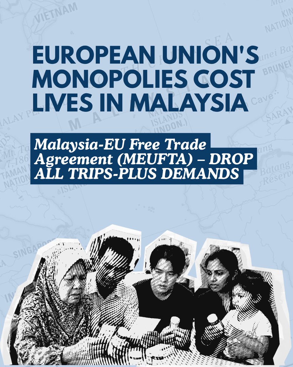 3rdworldnetwork's tweet photo. ✊🌏 Organizations from Malaysia, EU and elsewhere have called on the EU to drop all TRIPS-plus proposals from the #MEUFTA.

🔗 Read the full letter to the EU: https://t.co/zZ6kzLtvKO https://t.co/GZmLYhjM4w