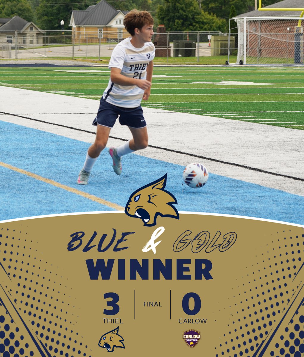 ThielAthletics's tweet photo. ⚽ 𝘽𝙇𝙐𝙀 𝘼𝙉𝘿 𝙂𝙊𝙇𝘿 𝙒𝙄𝙉𝙉𝙀𝙍! 🔥 

Men's Soccer gets the 3-0 shutout victory at Carlow!

G: Strauss, Ciambella, P. Kushon
A: Nowland
W/SHO: Budziak

🔗 https://t.co/wfGSRxLPvl

#TomcatPride | @PAC_Athletics https://t.co/esMQhobCeh