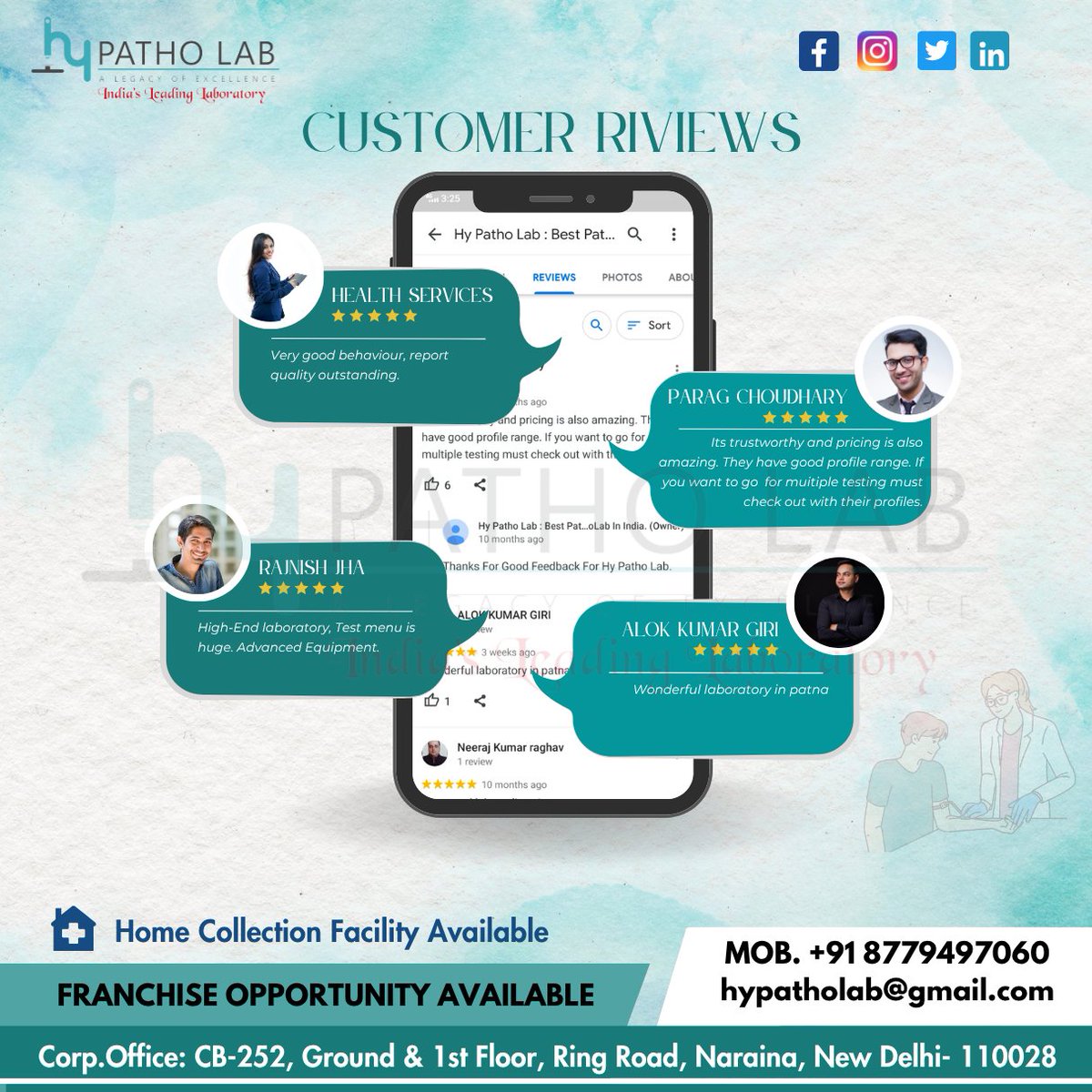 hy_patho's tweet photo. ⭐⭐⭐⭐⭐

Hy Patho Lab – Trusted Pathology &amp; Diagnostic Services in India! 🧪❤️
Hy Patho Lab – Enabling Healthier Lives. ❤️

#HyPathoLab #BestPathologyLab #BestPathoLabInIndia #DiagnosticLab #PathologyLab #TrustedDiagnostics #QualityHealthcare #HealthcareIndia https://t.co/8WW1CUUROO