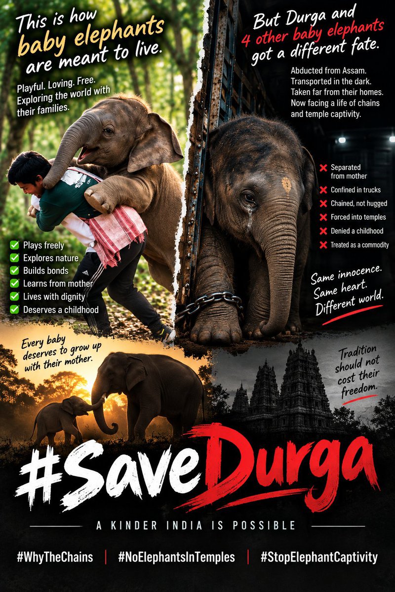 dogeshjantapart's tweet photo. “அறவினை யாதெனில் கொல்லாமை” - the Tirukkural places compassion at the heart of virtue
Let Dharma reject needless suffering and confinement of Animals
#FreeDurga
@wti_org_india @PFCII
#WhyTheChains #NoElephantsInTemples #StopElephantCaptivity https://t.co/dSzhdtOw55