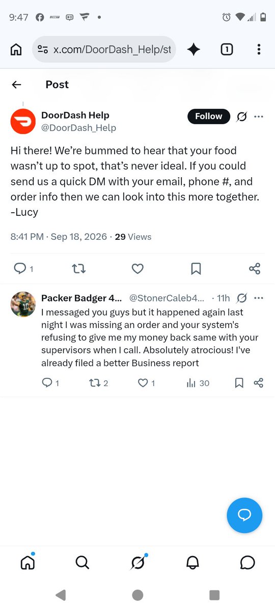 StonerCaleb420's tweet photo. @DoorDash Y'all are dumb asf! Would have been much simpler if you would have just fixed the issue! Y'all be hiding behind your system when I know if I paid for dash pass I wouldn't be dealing with this s***. I already filed a better Business report I'll just dispute the rest with my bank! https://t.co/2bKSRlXB2i