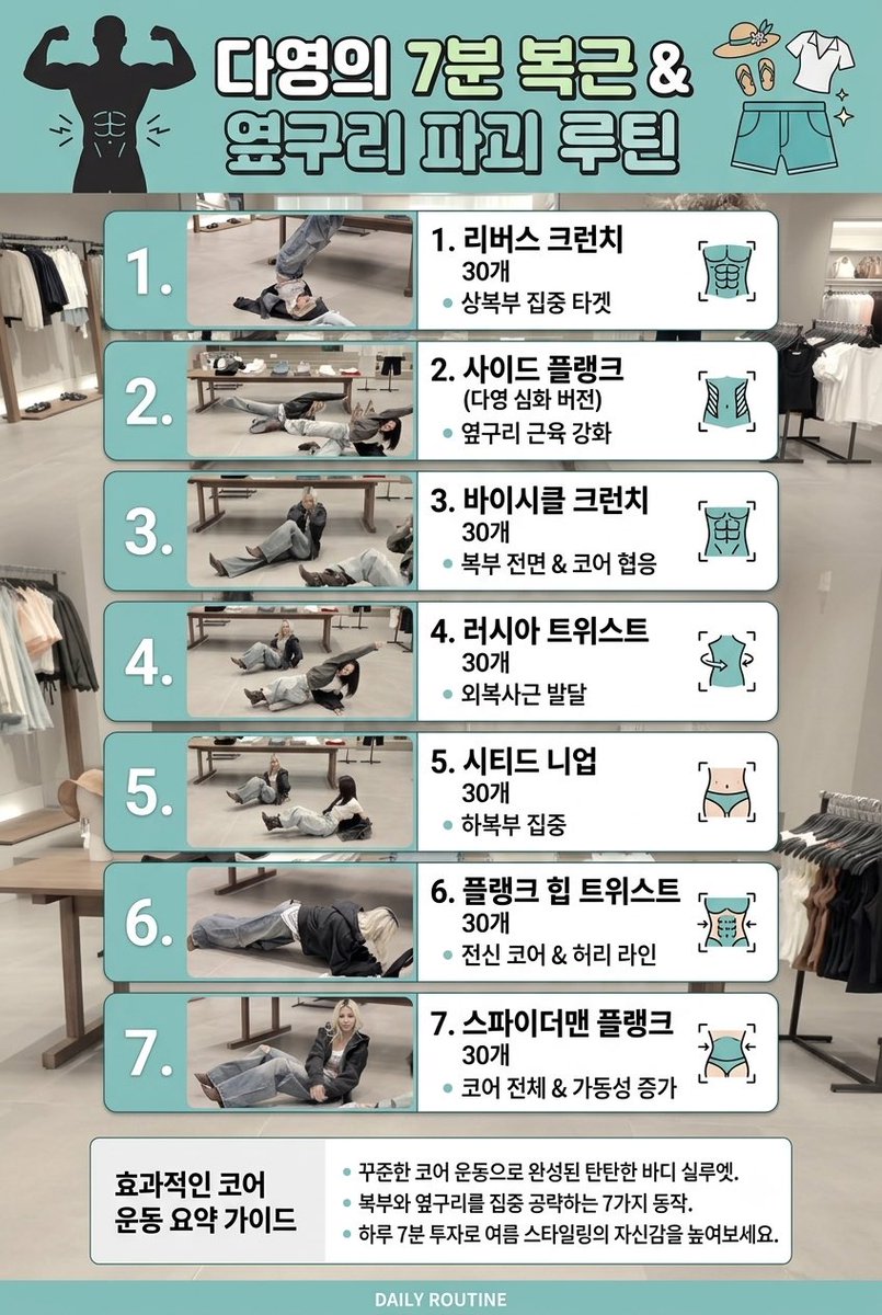 wadda1018's tweet photo. 우주소녀 다영 몸매가
갑자기 확 달라진 줄 알았는��

12kg 빼는 데 1년 걸렸다고 함

한 달에 1kg 정도씩 빼면서
자기한테 맞는 몸무게를 찾았고

감량할 때는 샐러드랑 마녀수프 챙겨 먹고
춤 연습하면서 유산소도 계속함

근데 진짜 의외였던 건 운동임

지금도 매일 운동하는데
딱 7분만 한다고ㅋㅋ

6분은 너무 짧고
8분은 다음날 하기 싫어서

본인이 만든 복근 루틴
정확히 7분 하고 끝

요즘은 먹고 싶은 것도 먹되
밤에는 최대한 안 먹는다고 함

결국 12kg 뺀 것보다
그 몸을 계속 유지하고 있는 게 더 대단한 듯

독하게 하루 하는 것보다
안 질리고 매일 하는 게 답인가 봄