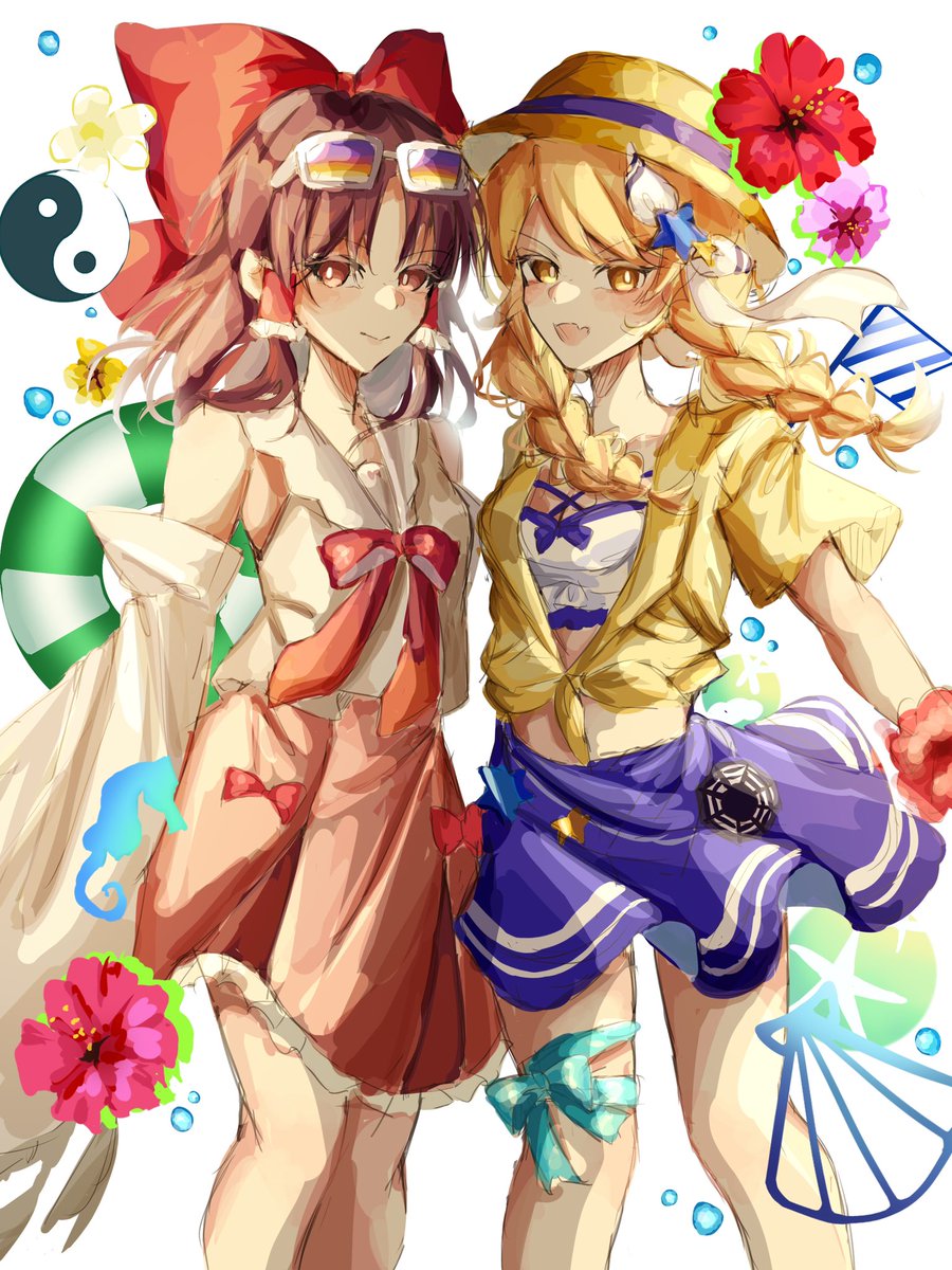 9qae2's tweet photo. 水着
 #博麗霊夢 
 #霧雨魔理沙 
 #東方Project https://t.co/H9Eppnv4AI
