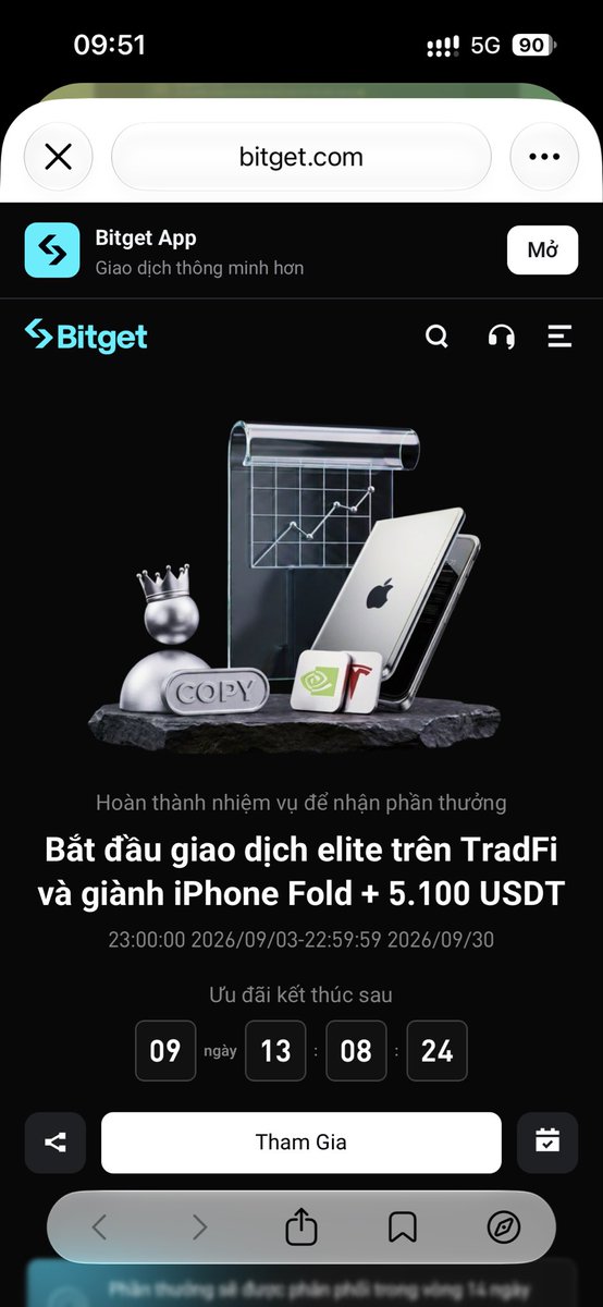 King_Silva22's tweet photo. Tối qua lướt TradFi thấy kèo này, tự nhiên lại nổi máu muốn thử 😅 iPhone Fold thì hấp dẫn thật, nhưng cái mình để ý hơn là phần thưởng 5.100 USDT 👀 https://t.co/qOwV6m3D7S