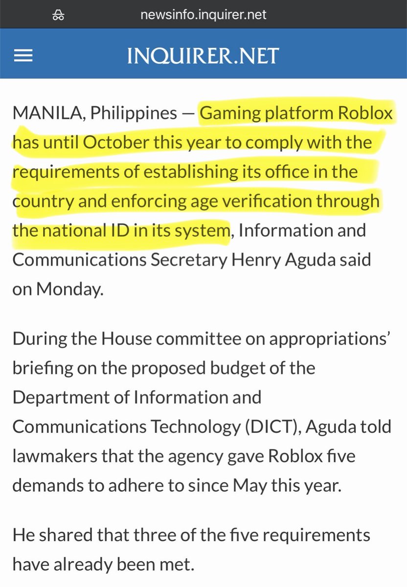 JamesRehwald's tweet photo. And conveniently in response, Meta gets to open its first Philippine office, on top of the digital ID verification system implementation. Roblox is to open its first Philippine office a month before Pax Silica’s formal signing this November too.

Also worth noting the nihilistic violent extremism (NVE) term was coined by the FBI following the Charlie Kirk assassination, along with the antifa terrorist designation and draconian NSPM-7 announcement.

Basically, the big tech surveillance apparatus rollouts in the US and PH and potential psyops preceding them mirror each other. Not great.