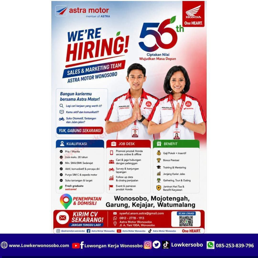 LowkerSobo's tweet photo. Lowongan Kerja Di Astra Motor
Untuk Posisi Sebagai Sales &amp; Marketing Team

Lokasi : Jl. A. Yani 100A Wonosobo

Untuk informasi lebih lanjut silahkan WA : 0812-2778-1113

#loker #fyppppppppppppppppppppppp  #infoloker #kerjaan #lokerterbaru https://t.co/XUeTENpXPn