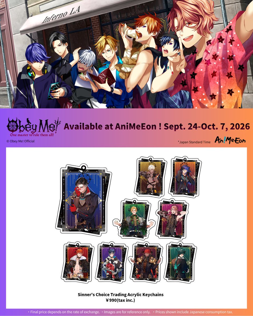 AniMeEonHQ's tweet photo. ✨Merch from Obey Me! will available at AniMeEon soon!
⏰Sales Period: 2026/9/24 12:00PM - 2026/10/7 11:59AM (JST)
👀DON’T MISS OUT!!

HERE IS PART 1‼️

#obeyme #obeymemerch #obeymegame https://t.co/SHogZtzZ8U