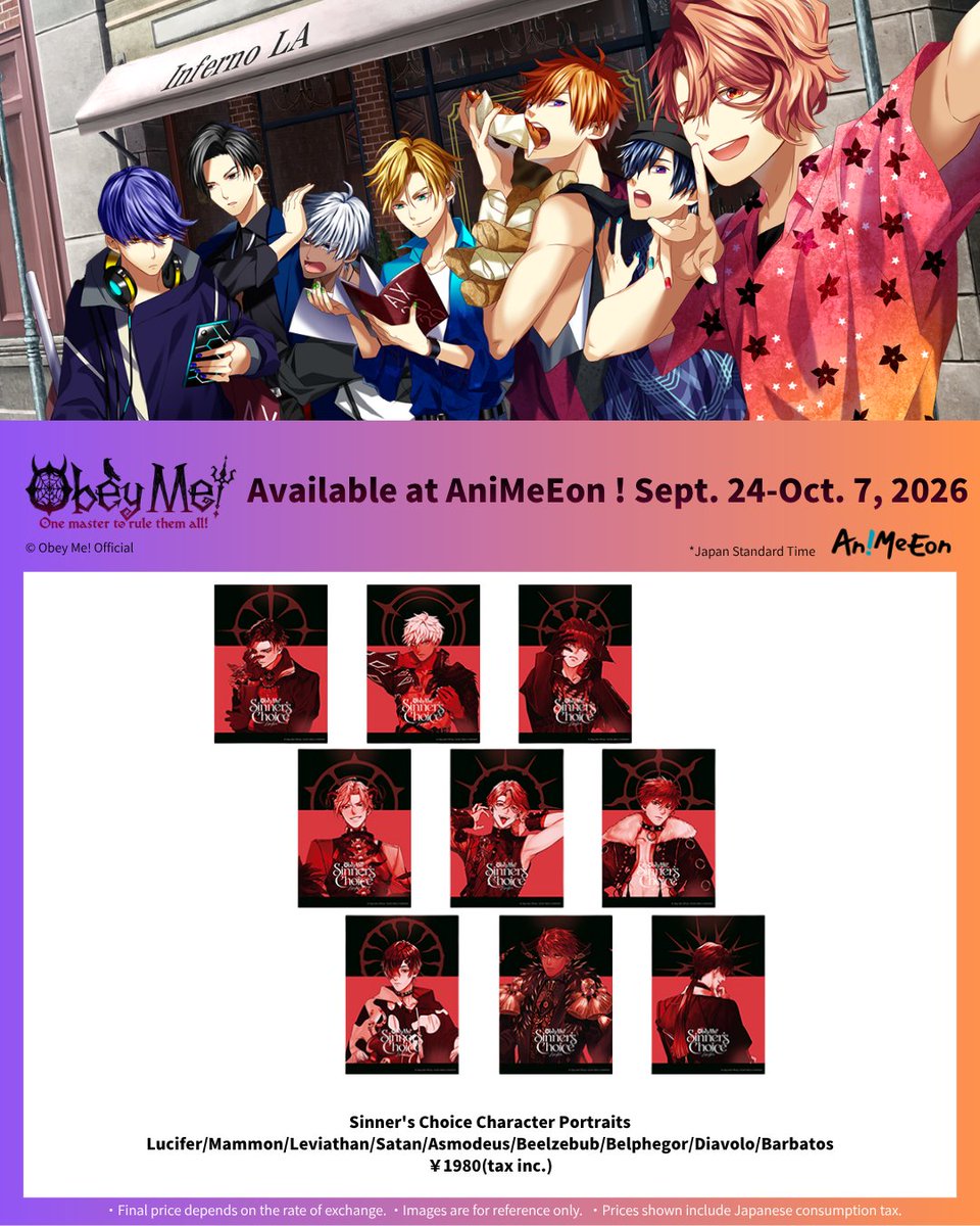 AniMeEonHQ's tweet photo. ✨Merch from Obey Me! will available at AniMeEon soon!
⏰Sales Period: 2026/9/24 12:00PM - 2026/10/7 11:59AM (JST)
👀DON’T MISS OUT!!

HERE IS PART 1‼️

#obeyme #obeymemerch #obeymegame https://t.co/SHogZtzZ8U