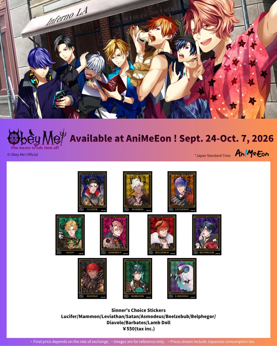 AniMeEonHQ's tweet photo. ✨Merch from Obey Me! will available at AniMeEon soon!
⏰Sales Period: 2026/9/24 12:00PM - 2026/10/7 11:59AM (JST)
👀DON’T MISS OUT!!

HERE IS PART 1‼️

#obeyme #obeymemerch #obeymegame https://t.co/SHogZtzZ8U