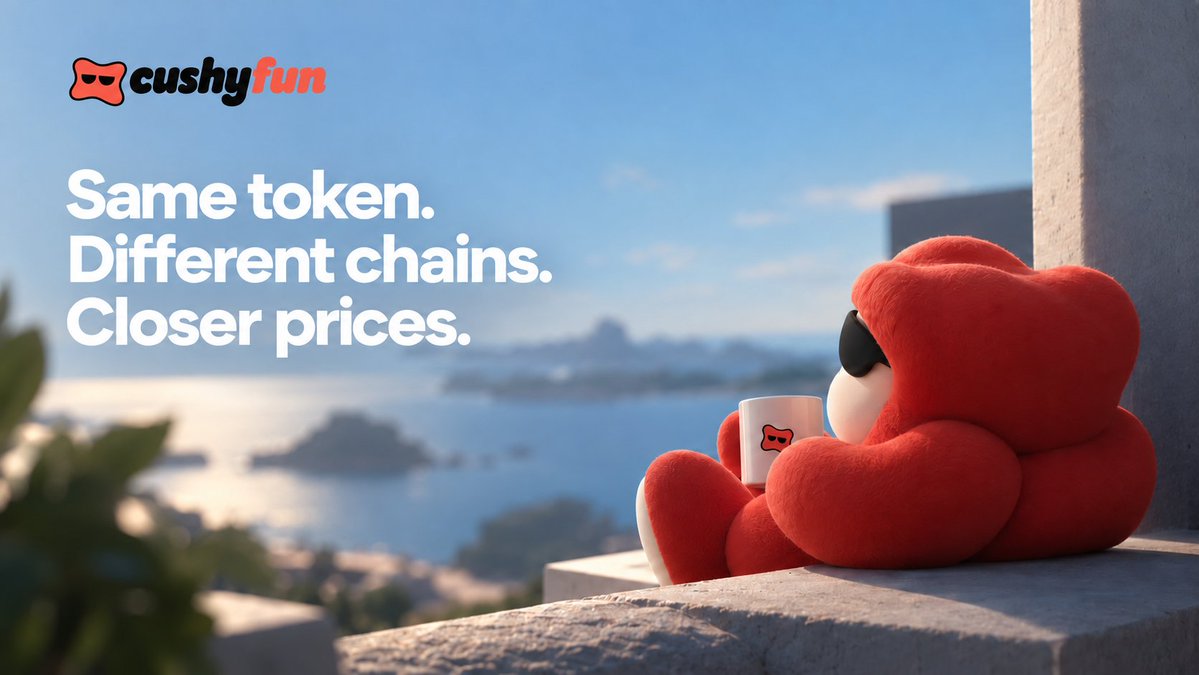 Cushyfun's tweet photo. The same token can trade at different prices across different chains.

Different block times, fees, liquidity, and execution speeds can all push those markets apart.

cushyfun reads the liquidity across each pool and reacts when prices start to drift, helping separate markets stay closer together.

Multiple chains can still feel like one market.
