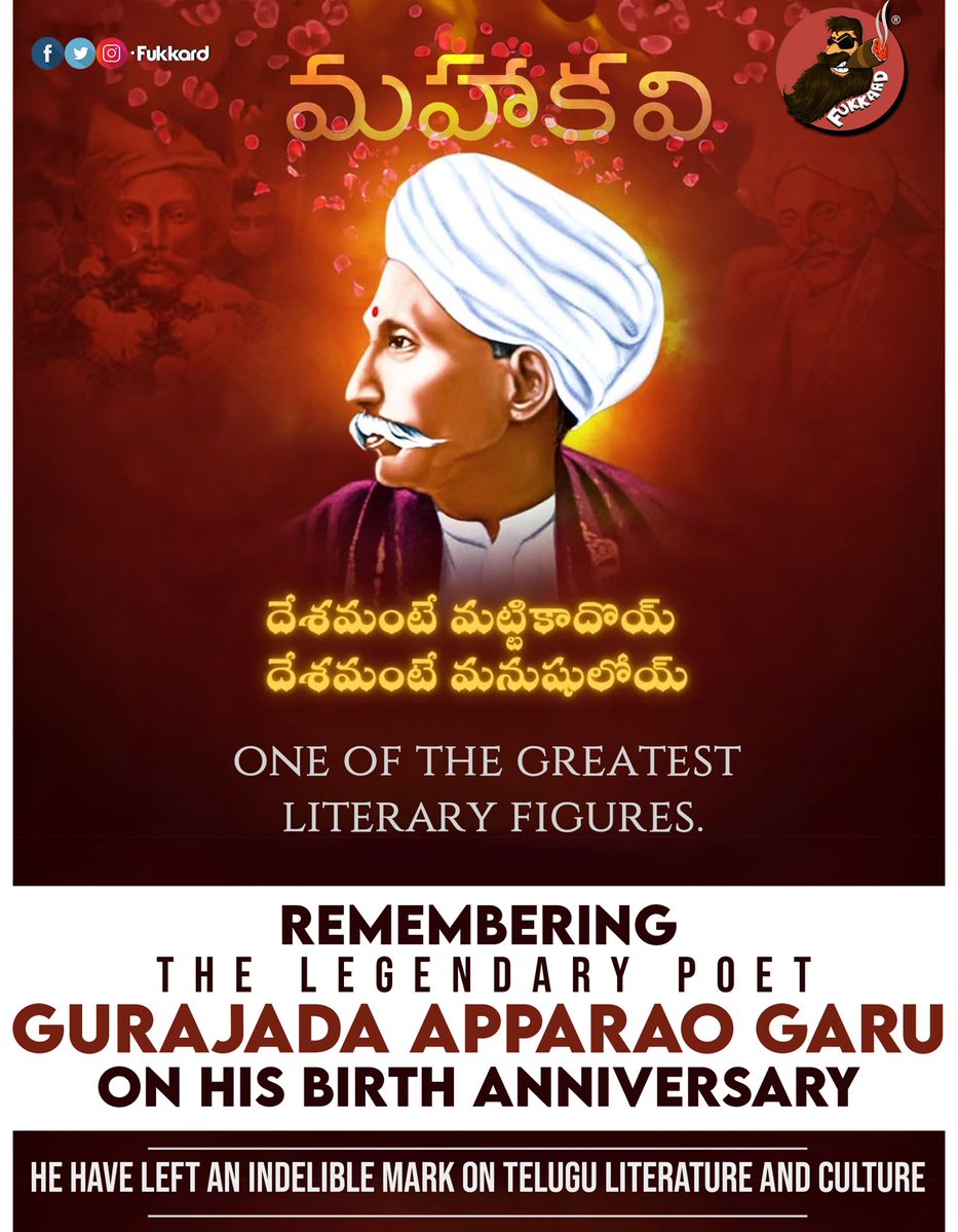 Fukkard's tweet photo. Remembering Legendary Poet #GurajadaAppaRao 🙏 https://t.co/gyZM2qJjVp