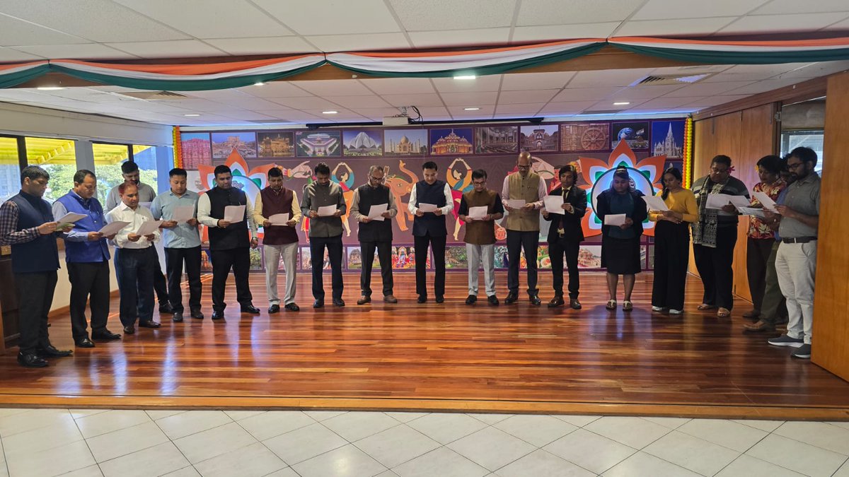 HCI_Suva's tweet photo. As part of #SwachhataHiSeva2026, High Commissioner Suneet Mehta administered the Swachhata Pledge to officials & staff of @HCI_Suva & @iccr_suva.

Swachhata Hi Seva — cleanliness is service. The campaign highlights that keeping our surroundings clean is a shared responsibility and an important form of service to our communities.

Through individual action, collective participation and sustained efforts, we can contribute to cleaner, healthier & more sustainable surroundings. In the spirit of India–Fiji friendship, the Mission will undertake a range of activities until 02 October, reaffirming our shared commitment to cleanliness, community well-being and a greener future.

Together, every effort towards cleanliness makes a difference. 🇮🇳🇫🇯

#Swachhotsav @MEAIndia @IndianDiplomacy @SwachhBharat @MoHUA_India @MoJSDDWS