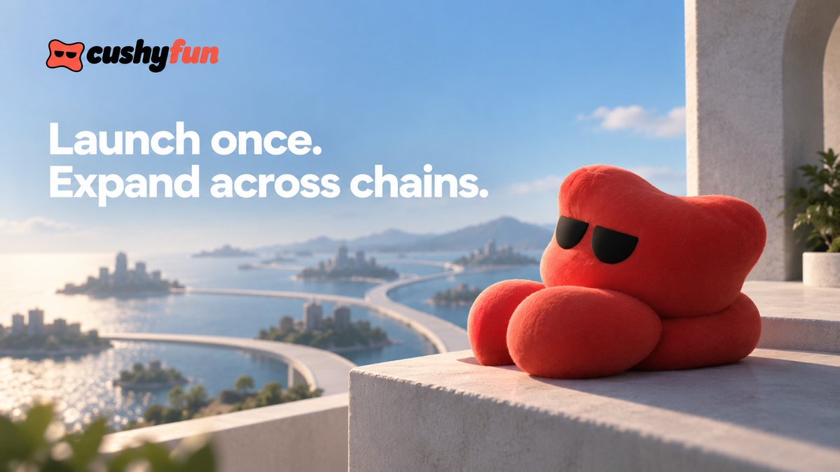Cushyfun's tweet photo. Launching a memecoin across multiple chains usually means creating multiple versions of the same market.

Different contracts. Different pools. Different liquidity. Different communities asking which address is the “real” one.

cushyfun is being built around a simpler idea: launch once, then expand the same token across multiple chains as one coordinated market.

Each chain can still have its own liquidity pool, but the token supply and trading experience are designed to stay connected across the entire network.

For projects, that means reaching users on more chains without rebuilding the market from scratch every time.

For traders, it means the chain becomes infrastructure not something they need to think about before every trade.