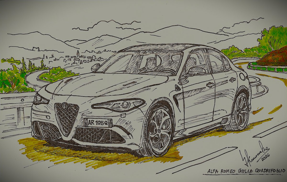 artist_lahiru's tweet photo. Alfa Romeo Guilia Quadrifoglio #alfa #romeo #quadrifoglio #cars #drawing #sketch #penandink #freehand #traditionalart #artist #art #carart https://t.co/pTojw0hcbo
