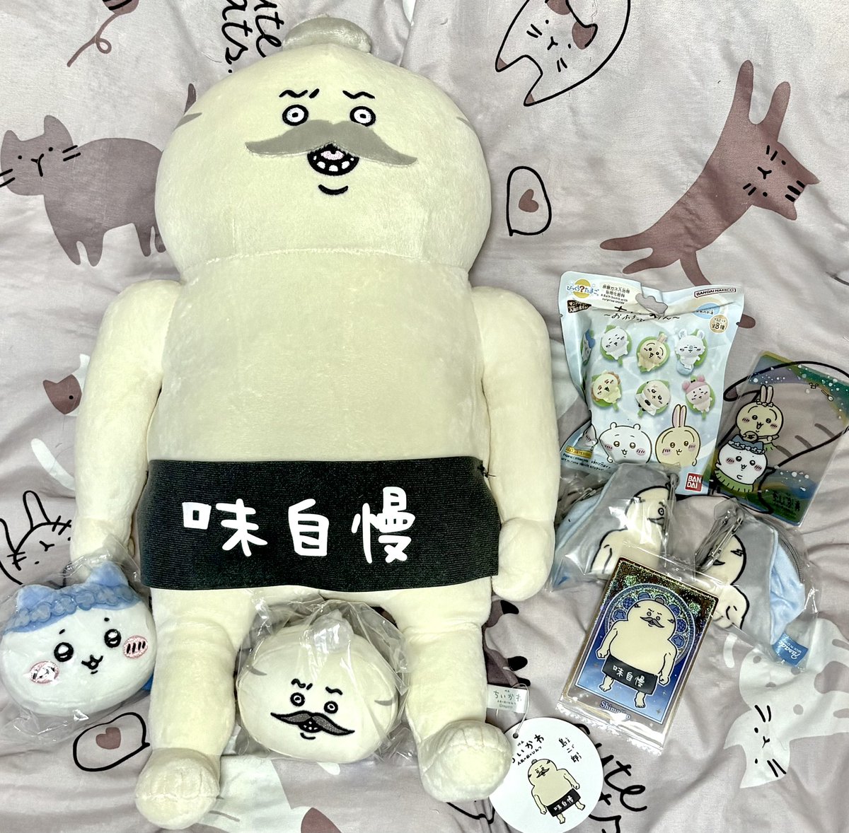 unaffxi's tweet photo. 九州から遠路はるばるやってきてくれた島二郎たち😭
でっっかい！
かわいいぃ。
もちもちだ🥰
友達とちいグッズ交換しあってる。幸♥️ https://t.co/OpolyEPegJ