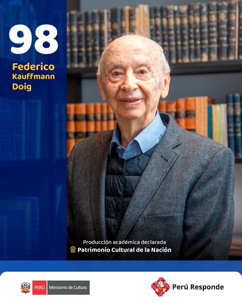 MinCulturaPe's tweet photo. Hoy recordamos el natalicio de Federico Kauffmann Doig, ilustre arqueólogo, antropólogo e historiador chiclayano que transformó la manera de entender el origen de la civilización andina y profundizó el estudio de culturas clave como Chavín y Chachapoyas. (1/3) https://t.co/T6UTSTdvrp