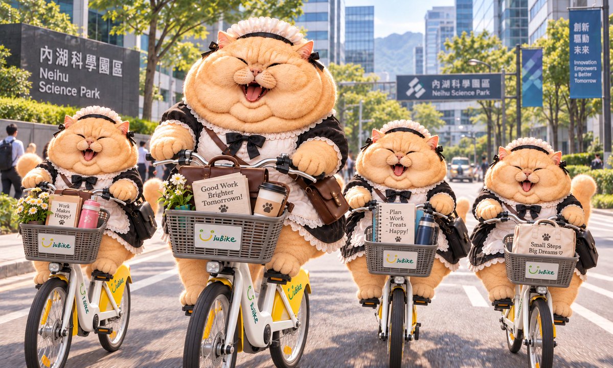 antikpltd2's tweet photo. 四隻穿女僕裝的貓組一個名字叫「貓頭四」的團體一起騎Youbike腳踏車到內科上班的畫面‼️
#AI #AIart #cat #AuntieCat #MaidCat #MEOW4 #貓頭四 #Youbike #bike #內科 #NeihuTechnologyPark https://t.co/rzs8Uxmrto