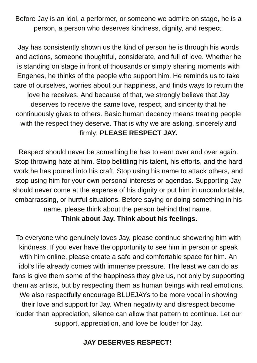 ENHYPENJAYHQ's tweet photo. JAY deserves to be loved and respected as sincerely as he loves others. 🐈‍⬛ https://t.co/UZpbefZLzL