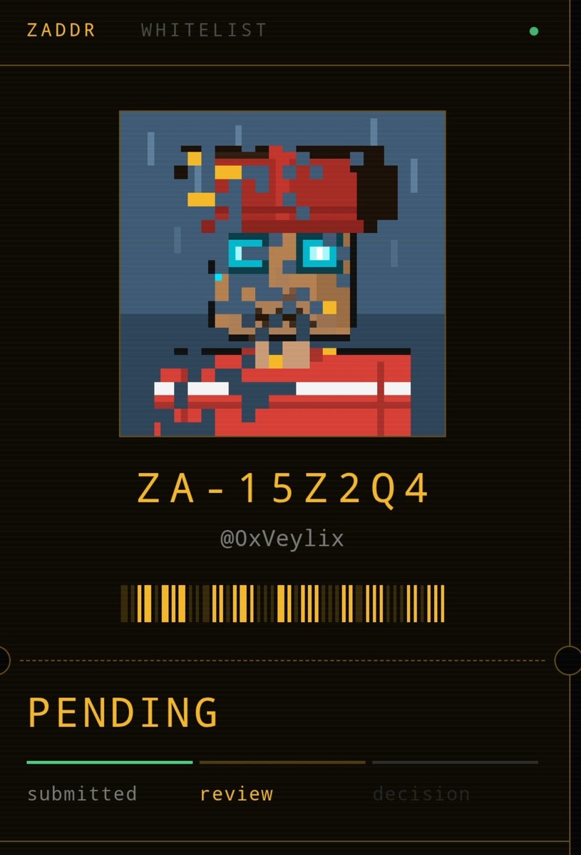 0xVeylix's tweet photo. This will be my last tweet asking about my ZADDR WL before the mint.

I’ve been following @zaddrnet, doing the tasks, and supporting the project because I genuinely want to be part of it.

If my application is still under review, I’d really appreciate one last look before mint.

After this, I won’t ask again.

Whatever happens, happens. 🥹

ZA-15Z2Q4

Still hoping for that WL.
