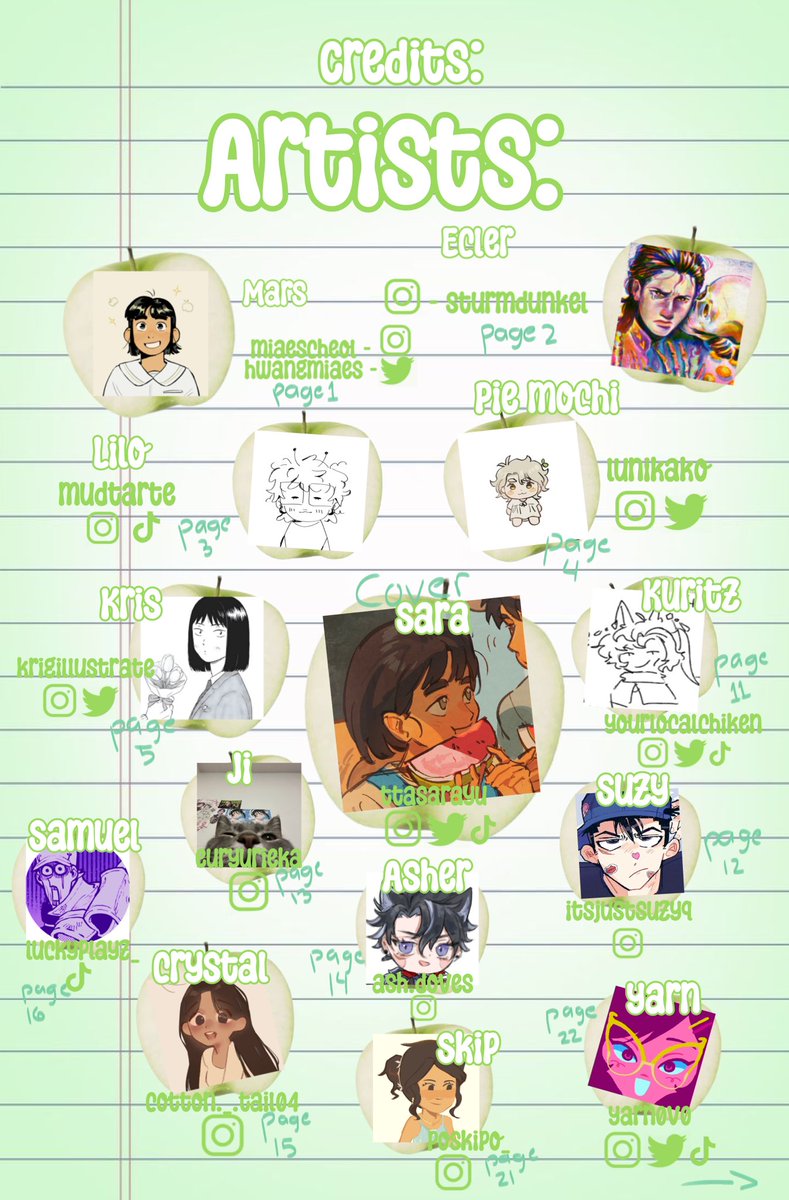 greenapplewish's tweet photo. A little reminder of all our wonderful contributors!!! If you want to have a zine filled with amazing art and writings of these talented individuals please consider purchasing a zine here! 

https://t.co/vxWBesQqql https://t.co/xuWYJyAVU2