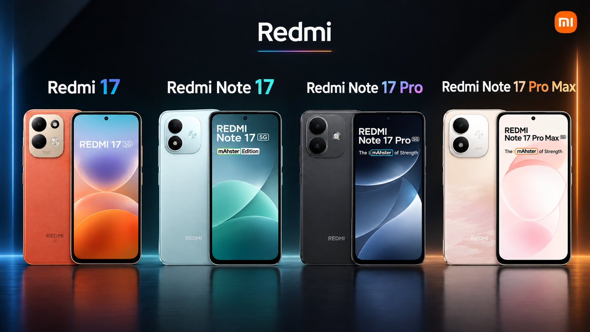 enugudhati23455's tweet photo. FOUR MONSTERS. ONE REDMI KINGDOM. presenting the redmi 17 series
Redmi 17 +Note 17 + Note 17 Pro + Note 17 Pro Max
Different beasts. Same mAsher edition.
#Redmi17 #RedmiNote17 #RedmiNote17Pro #RedmiNote17ProMax #redmiindia #mAsherEdition @redmiindia @xiaomiindia @XFCKhammam https://t.co/X5rGZrU4is