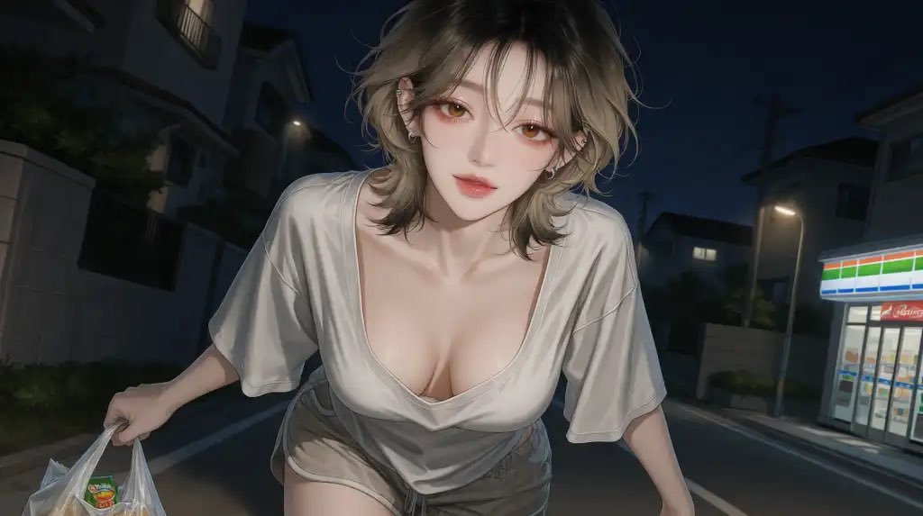 akaneBatake0804's tweet photo. ……どこ見てんの？

#オリジナル #オリキャラ #お姉さん #ダウナー女子 #元ギャル #金髪 #プリン髪 #琥珀色の瞳 #深夜 #コンビニ帰り https://t.co/FUtq0Ivqxh