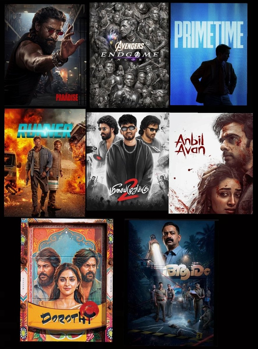 theframefilms's tweet photo. "Theathrical Releases of last week of month":🎞
-#paradise : 24 sep(Tel)
-#TheVvaan : 25 sep(Hin)
-#AvengersEndgamecore: 25 sep(Eng)
-#Primetime: 25 sep(Eng)
-#Runner: 25 sep(Eng)
-#Anbilavan: 25 sep(tam)
-#meesayamurukku2: 25 sep(tam)
-#Dorothy: 25 sep(tam)
-#Aaram: 25 sep(mal) https://t.co/fhcLCF7wu3