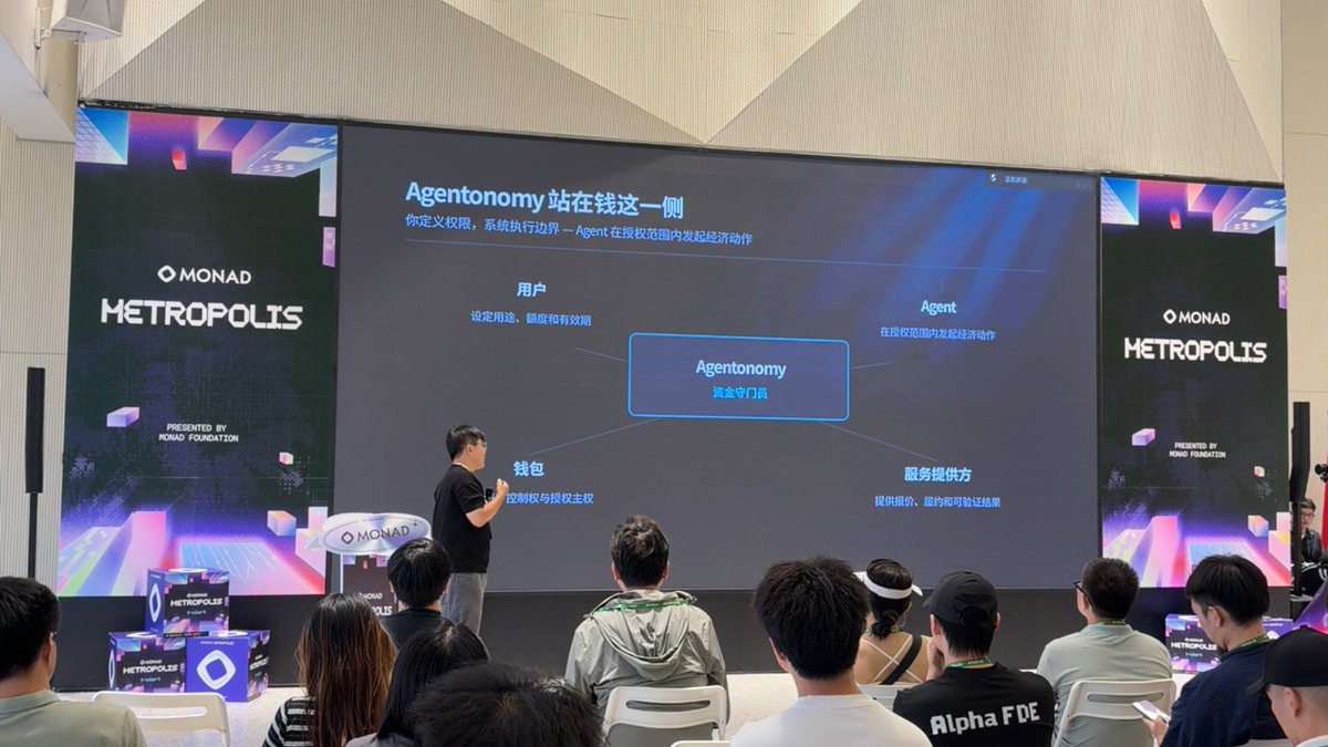 AgentonomyXYZ's tweet photo. Glad to join Monad Metropolis Hacker House Hangzhou for a Feature Share.

Our talk: “From Thinking to Transacting: A Trusted Closed Loop for Agent Payments.”

We shared Agentonomy’s approach to agent payments under user-set authorization.

Thanks @monad_zw for the invitation. https://t.co/Fa9TEQJ7nU