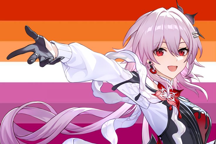 marchriako's tweet photo. Lesbian flag for lesbians who love March 7th &amp; Evernight from Honkai: Star rail  ♡ https://t.co/Ql2RktPOIW