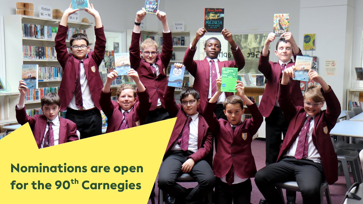 CarnegieMedals's tweet photo. Which books deserve to be read, discussed and championed by young people in 2027? 📚

@CILIPinfo members can nominate one title for each Carnegie Medal until 25 September.

https://t.co/DWl0P73t9j

#Carnegies2027 #Carnegies90th https://t.co/dlf8pTMgNQ