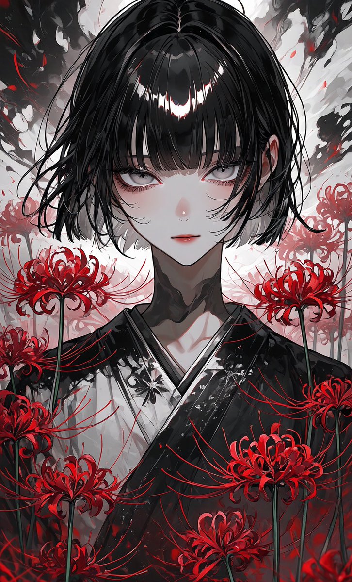 sora13946's tweet photo. #PixAITsubakiV3 
@PixAI_Official 

『彼岸花の咲く頃』

目力が強いのが好きです。 https://t.co/ZVu3qHWLSr