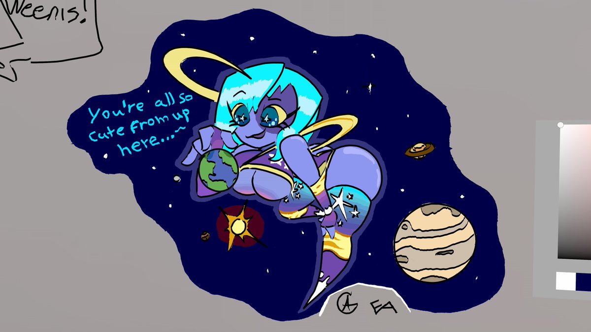 DevilsD100's tweet photo. Hihi, it's me speaking to the void

Me and a friend drew Goose's space girls some time ago based on @R_MK_The_Cute 's designs (Mainly Starlane Stroll and Blackhole Blitz), and it was pretty fun!

(EA's me and GA's my friend Gojira.) https://t.co/xfrIEP2Crd