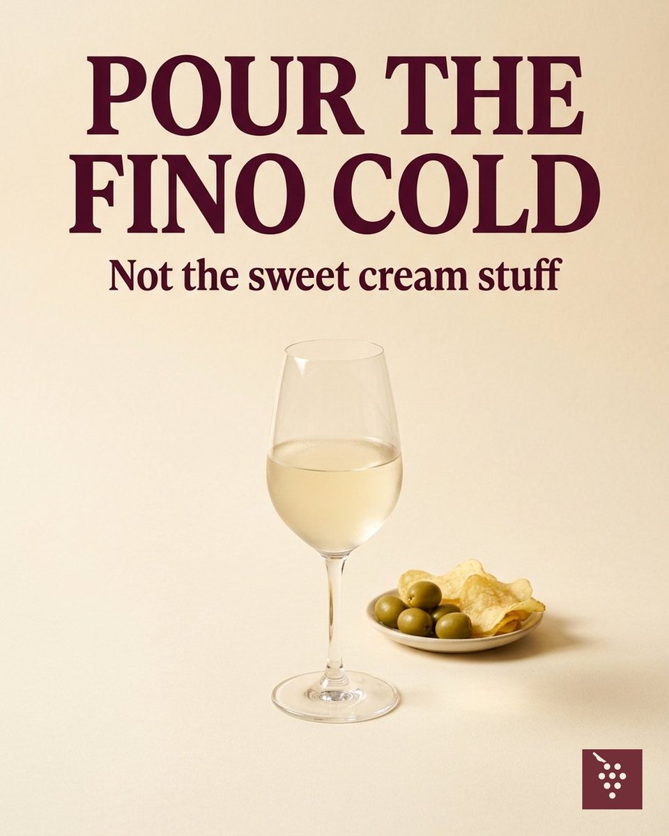 VyneWineApp's tweet photo. Fino and Manzanilla are bone-dry — salty, cold, perfect with olives and chips.
Serve around 45–48°F (7–9°C). Not the sweet cream Sherry.

A Somm in your pocket. A wine bible on the shelf.
https://t.co/E2cr3lTQOD
#sherry #fino https://t.co/L4RQ2xLvmA