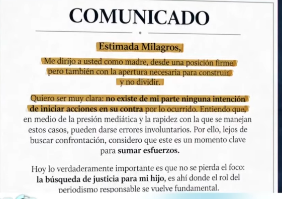 JChavez_2209's tweet photo. La madre de la víctima del Liceo Naval le envió un comunicado a Milagros Leiva. Asegura que no iniciará acciones legales en su contra. https://t.co/vwHnR5ErHQ