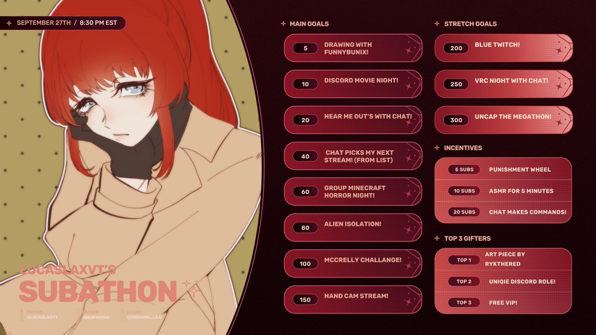 LucaslaxVT's tweet photo. I am so happy to announce my first-ever subathon! It will be happening on September 27th at 8:30pm EST at LucaslaxVT on twitch! I hope to see y'all there!
#Vtuberㅤ https://t.co/uUQkXlzAmS