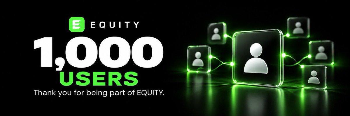 Equity_app's tweet photo. Just 8 hours after launch, $EQUITY has already reached a major milestone: 1,000 active wallets.

We believed in what we were building with Equity DEX, but we genuinely didn’t expect adoption to happen this fast.

The idea was simple: traders are already swapping every day, so why shouldn’t part of the fees they pay come back to them in tokenized stocks?

That’s exactly what we built.

Every 100% of fees generated on Equity DEX is distributed like this:

65% → Users as cashback in tokenized stocks of their choice
30% → $EQUITY Buyback & Burn directly from the open market
5% → Team & operational costs to keep the platform running and growing

And this is only the beginning.

We’re building $EQUITY for the long term. More updates, more chains, more features, and a dedicated mobile app are already part of our roadmap.

Our goal is to turn Equity into a place where crypto traders can do what they already do every day, while getting exposure to tokenized stocks at the same time.

To every single person already using Equity DEX: thank you for trusting us this early. 💚

https://t.co/qvZhEDPMuZ