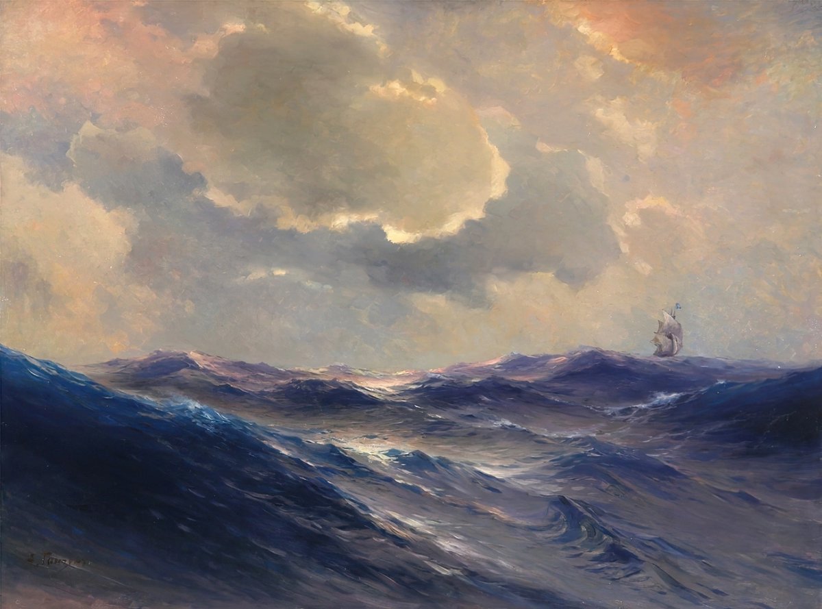 DailyClassicArt's tweet photo. Alexey Vasilievich Ganzen - "The Sea" https://t.co/3NVAs3kS9O